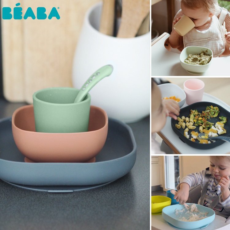 BEABA Set de masa silicon 4 piese Mineral