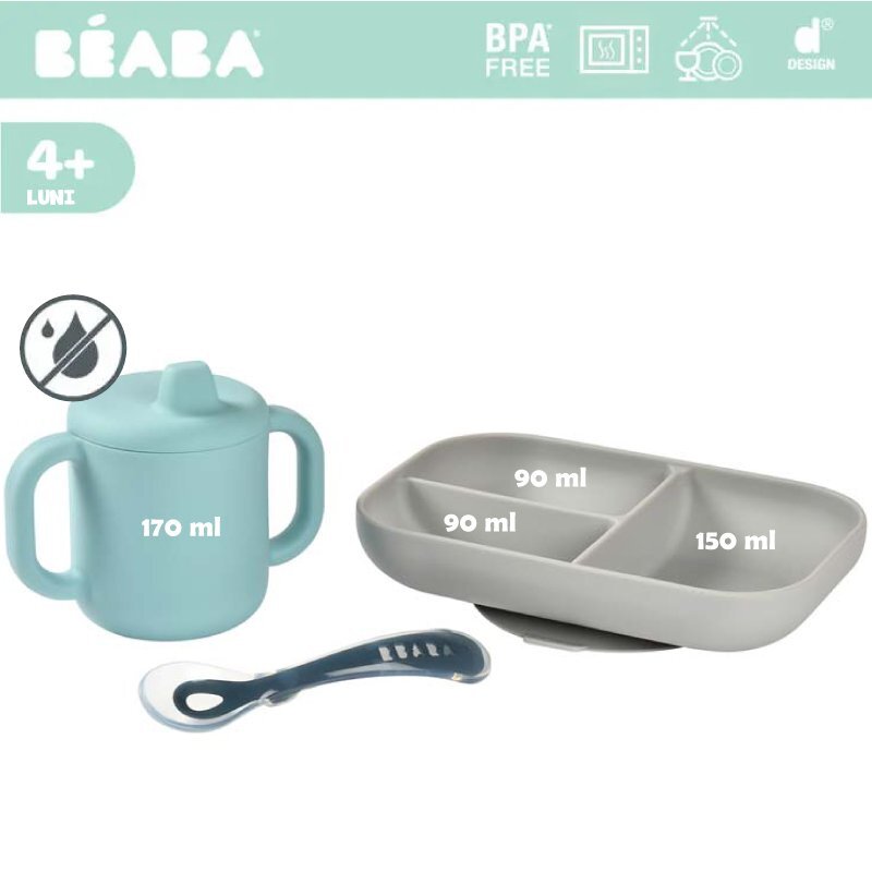 BEABA Set de masa silicon cu cana Blue