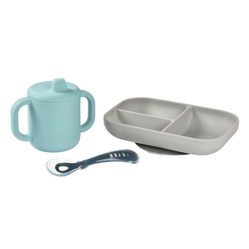 BEABA Set de masa silicon cu cana Blue