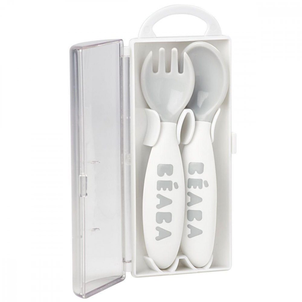 BEABA Set lingurita si furculita ergonomica Gri