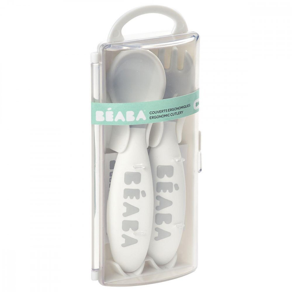 BEABA Set lingurita si furculita ergonomica Gri