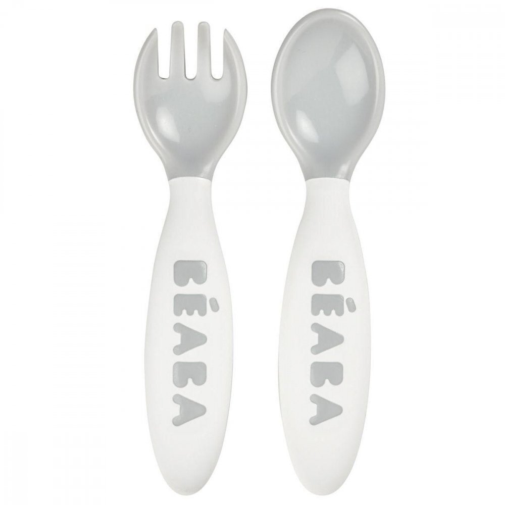 BEABA Set lingurita si furculita ergonomica Gri