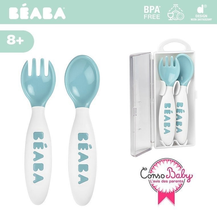 BEABA Set lingurita si furculita ergonomica Turcoaz