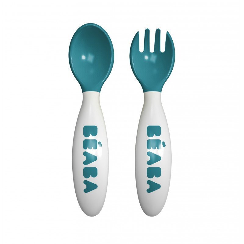 BEABA Set lingurita si furculita ergonomica Turcoaz