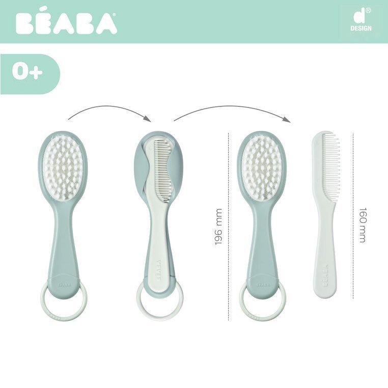 BEABA Set perie si pieptene Green Blue