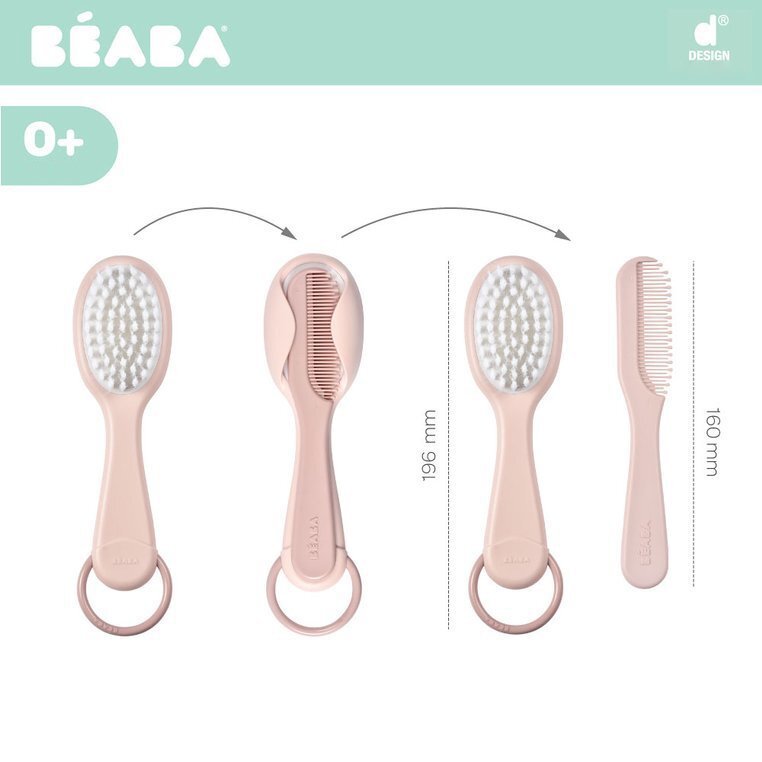 BEABA Set perie si pieptene Old Pink