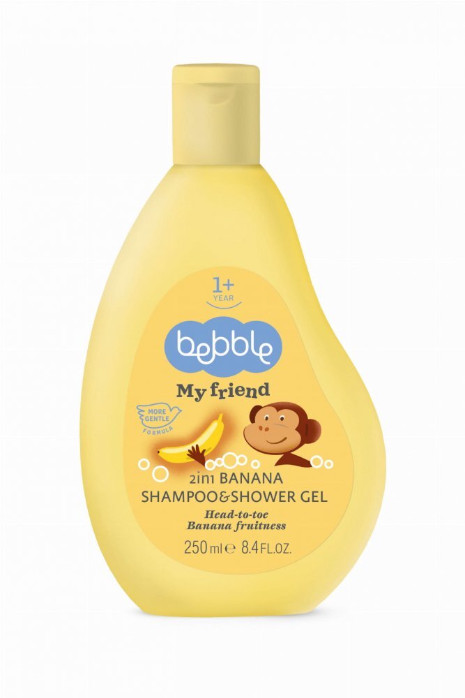 Bebble Gel de dus si sampon 2in1 pentru copii My Friend cu aroma de Banane cu vitamina B3 panthenol cantitate 250 ml