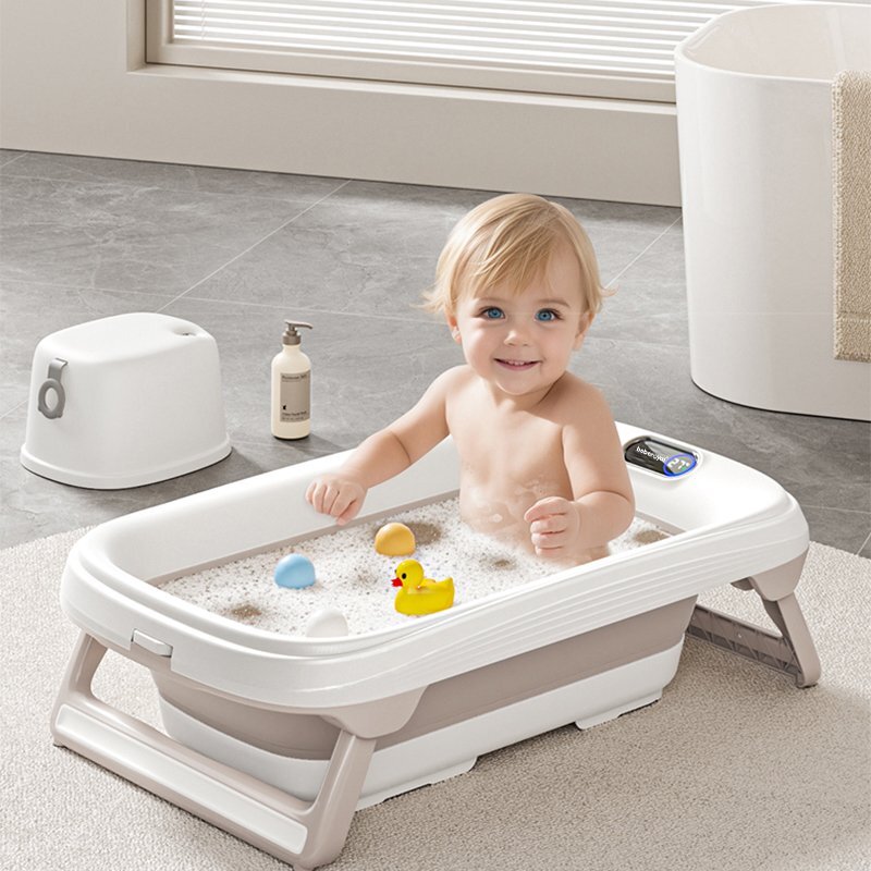 Bebe Royal Cadita pliabila Beberoyal Little Joy Confort cu termometru digital si dop de scurgere