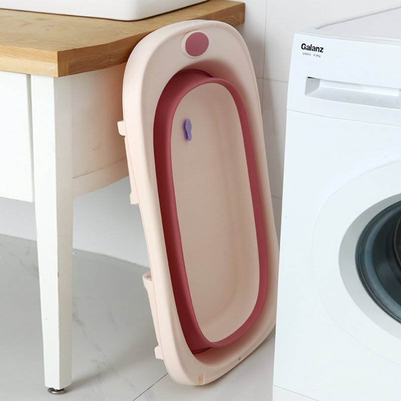 Bebe Royal Cadita pliabila pentru bebelusi Beberoyal Roz 81 cm cu termometru digital si dop de scurgere