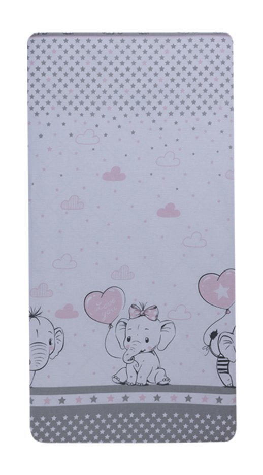 Bebe Royal Cearceaf din bumbac pentru saltea 120x60 cm Elefant cu balon inima roz Beberoyal