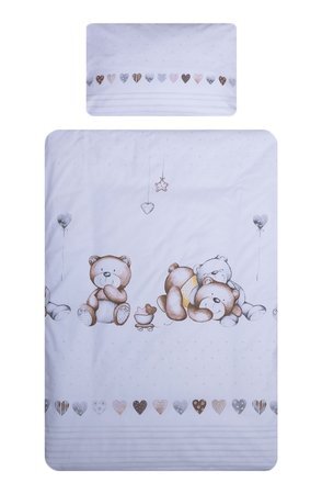Bebe Royal Lenjerie din bumbac cu 3 piese 120x60 cm fete de schimb Beberoyal Teddy BearHearts Alb