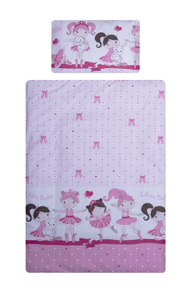 Bebe Royal Lenjerie din bumbac cu 5 piese pentru saltea 140x70 cm Beberoyal Dancing Girls Roz
