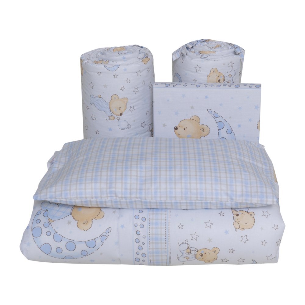 Bebe Royal Lenjerie din bumbac cu 6 piese pentru saltea 120x60 cm Beberoyal Bear Dreams Alb