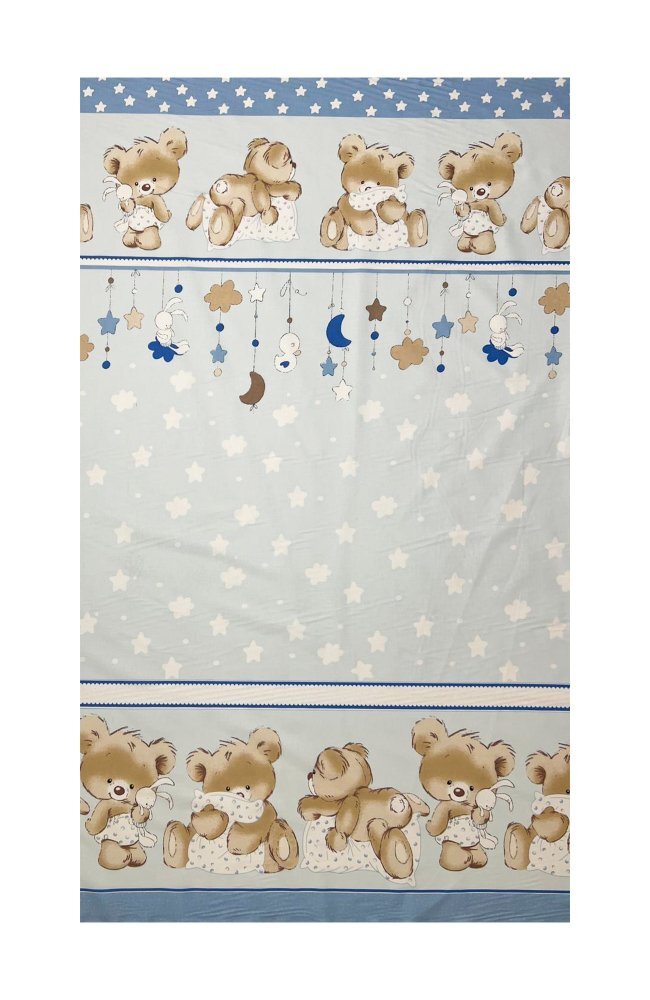 Bebe Royal Lenjerie din bumbac cu 7 piese pentru saltea 120x60 cm Beberoyal BearsRabbit Albastru