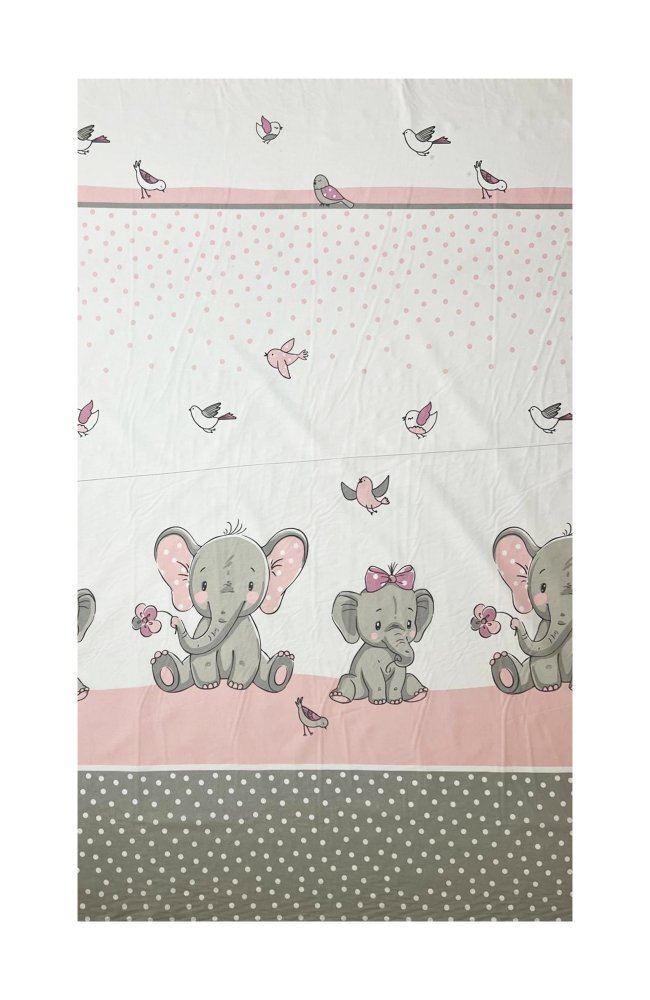 Bebe Royal Lenjerie din bumbac cu 7 piese pentru saltea 120x60 cm Beberoyal ElefantBirds Roz