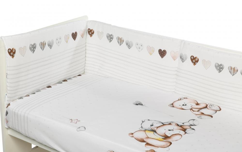 Bebe Royal Lenjerie patut cu 3 piese 120x60 cm Ursuleti cu inimioare