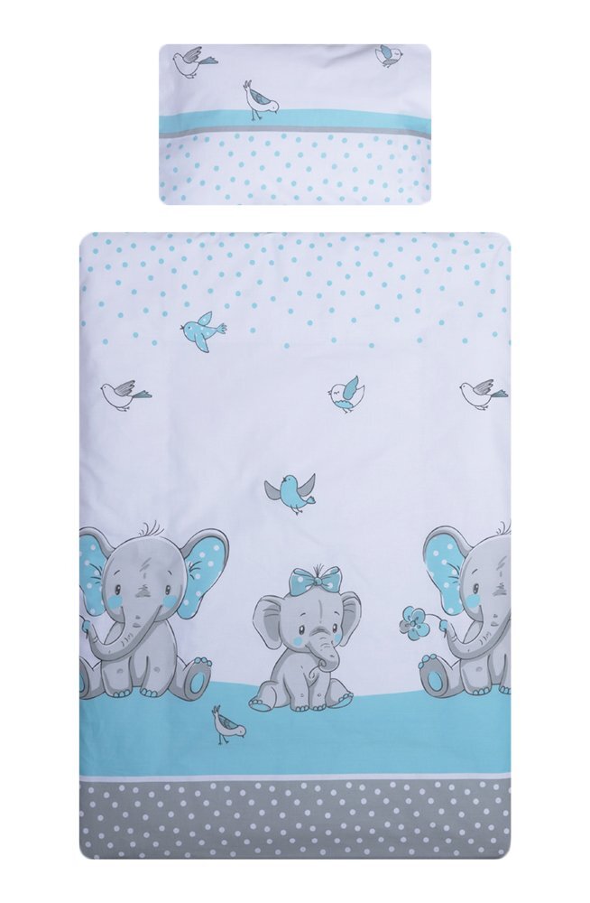 Bebe Royal Lenjerie patut cu 7 piese 120x60 cm Elefant albastru