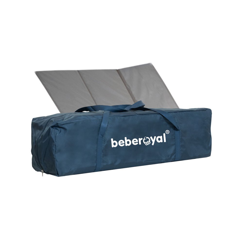 Bebe Royal Patut Little Friend albastru pliabil cu masuta de infasat usita cu fermoar roti cu sistem de blocare geanta de transport
