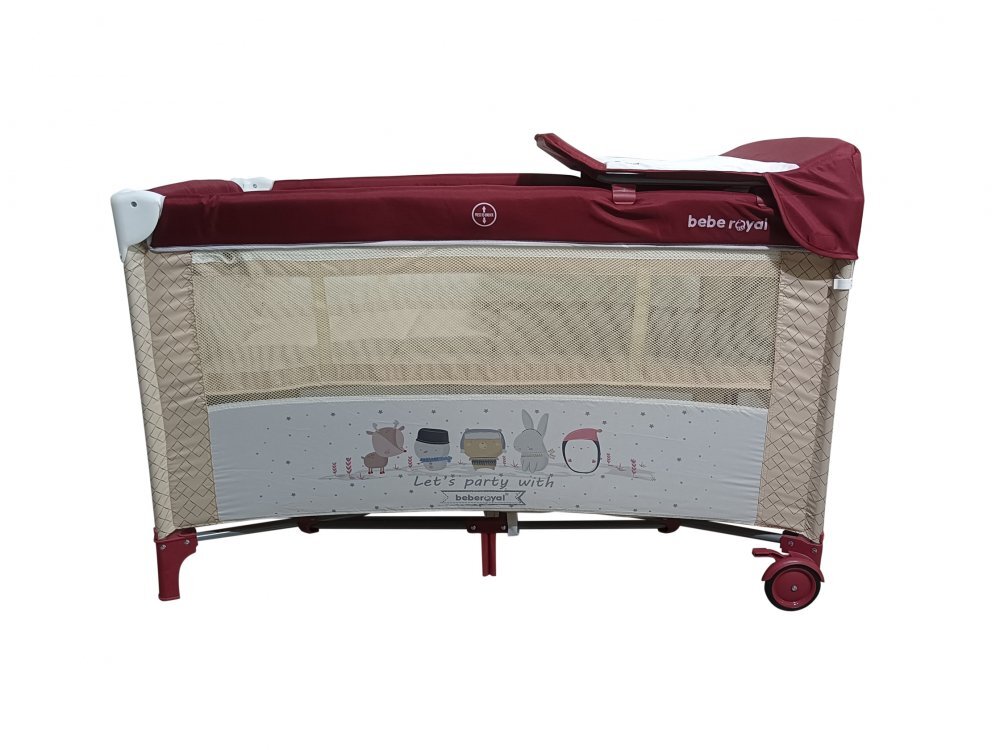 Bebe Royal Patut pliabil Little Friend Rosu pliabil cu masuta de infasat usita cu fermoar roti cu sistem de blocare geanta de transport