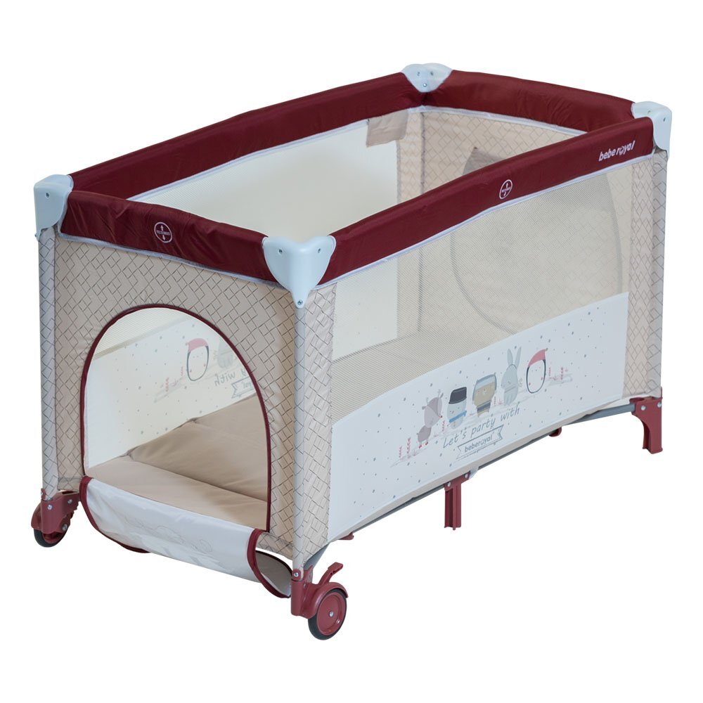 Bebe Royal Patut pliabil Little Friend Rosu pliabil cu masuta de infasat usita cu fermoar roti cu sistem de blocare geanta de transport