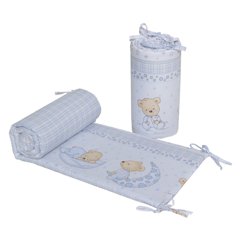 Bebe Royal Set 2 aparatori laterale din bumbac pentru patut 120x60 cm Beberoyal Bear Dreams Alb