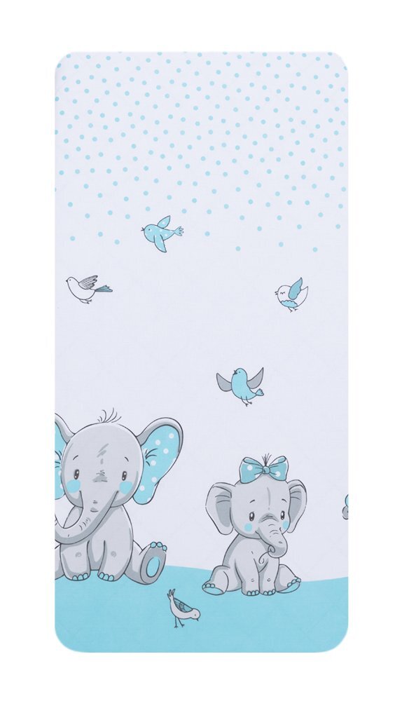 Bebe Royal Set 2 cearceafuri din bumbac pentru saltea 120x60 cm Beberoyal ElefantBirds Blue