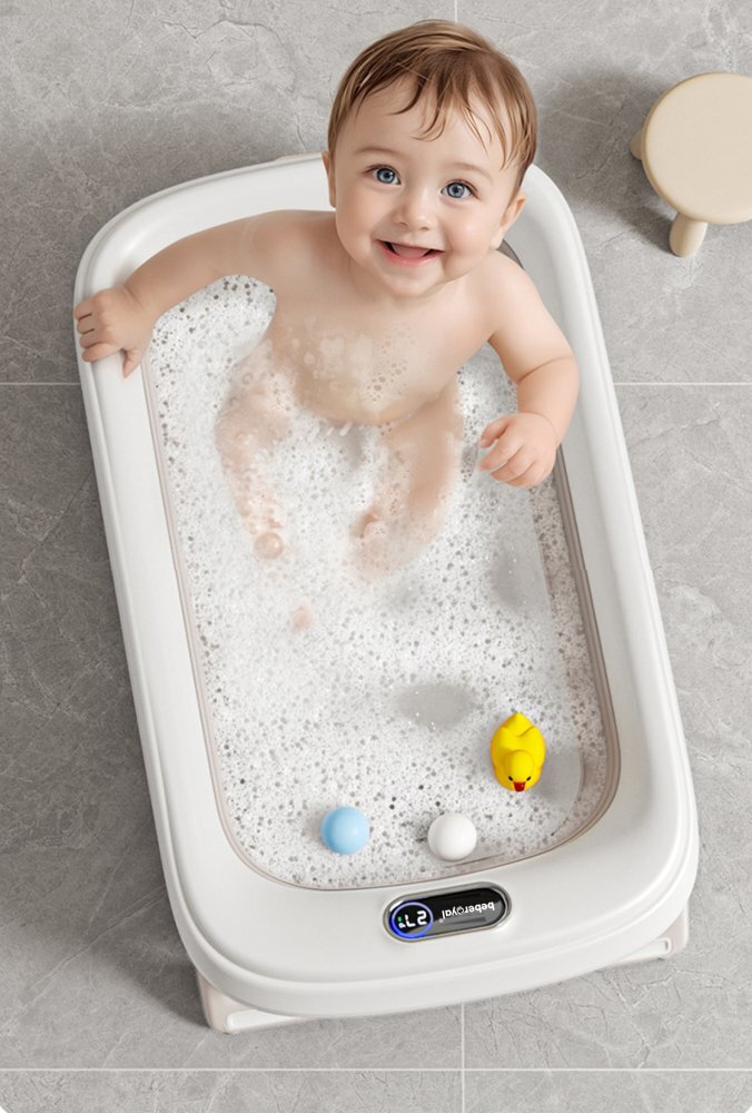 Bebe Royal Set cadita pliabila si suport anatomic Beberoyal Little Joy termometru digital si dop de scurgere