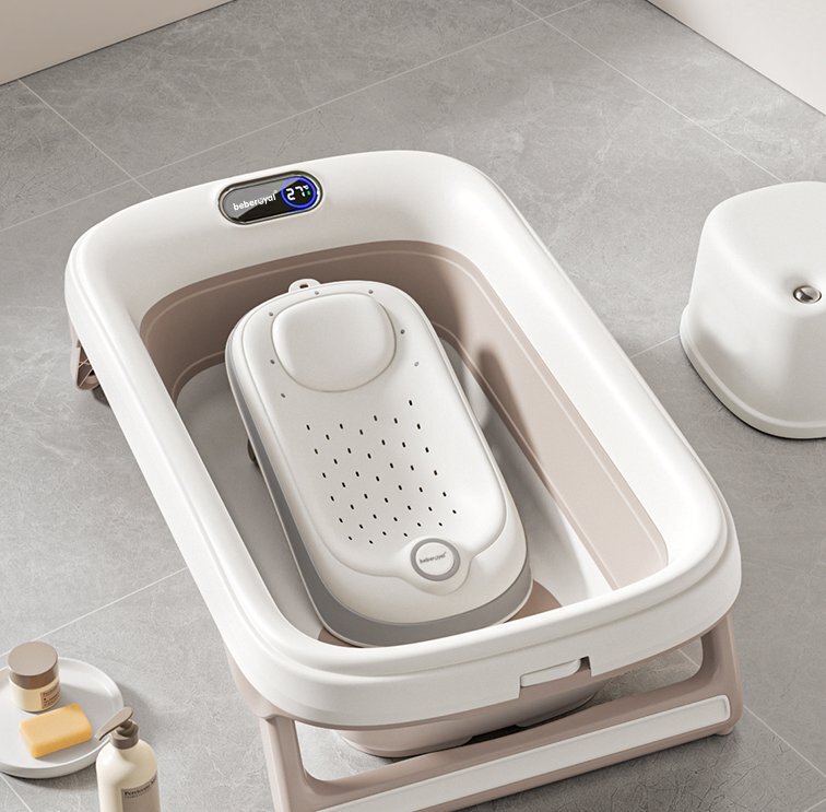 Bebe Royal Set cadita pliabila si suport anatomic Beberoyal Little Joy termometru digital si dop de scurgere