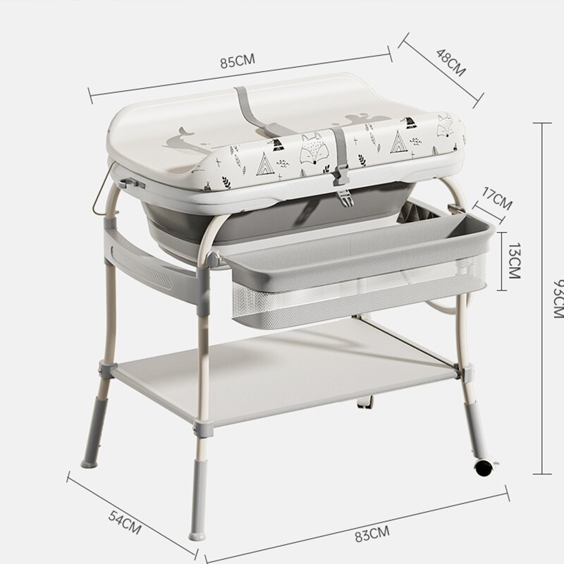 Bebe Royal Set de baie 2 in 1 Beberoyal Little Joy masa de infasat cu cadita pliabila termometru digital TouchMe si inaltime reglabila