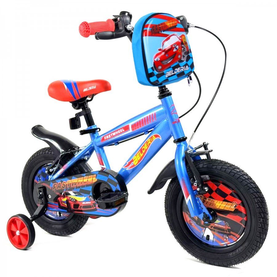 Belderia Bicicleta pentru copii Fastwheel Albastru 5-8 ani roti 16 inch roti ajutatoare si frane V-Brake