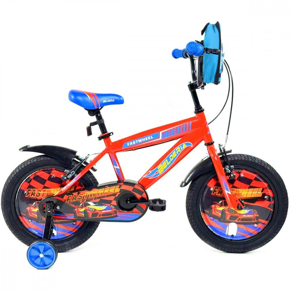 Belderia Bicicleta pentru copii Fastwheel Orange 2-4 ani roti 12 inch roti ajutatoare si frane V-Brake cu ghiozdan