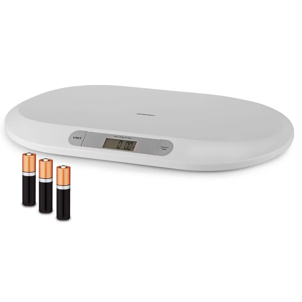 Berdsen Cantar electronic pentru bebelusi Alb cu unitati de masura multipleecran LCDcapacitate maxima 20kgforma ergonomicfunctie Hold indicator baterie descarcata