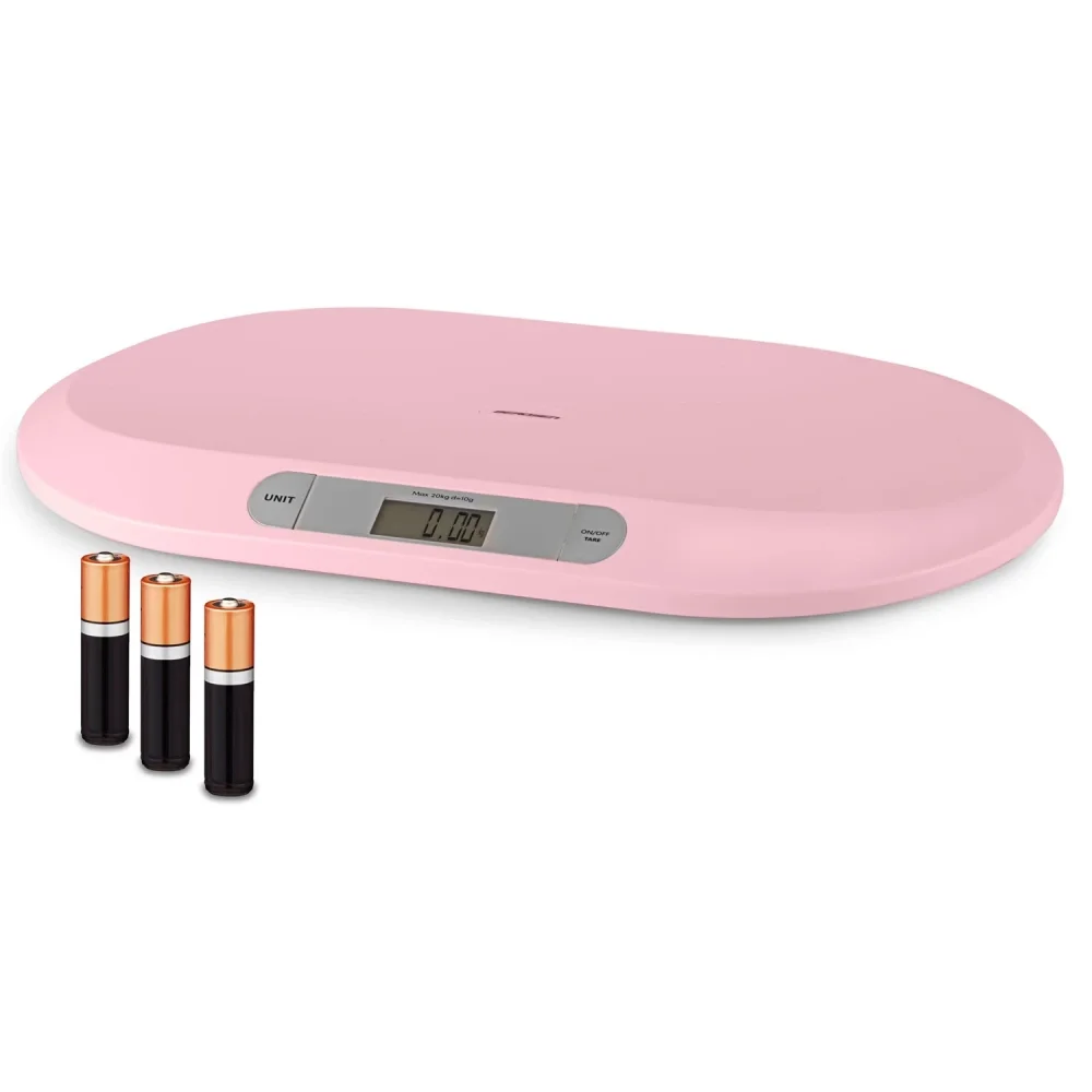 Berdsen Cantar electronic pentru bebelusi Roz cu unitati de masura multipleecran LCDcapacitate maxima 20kgforma ergonomicfunctie Hold indicator baterie descarcata
