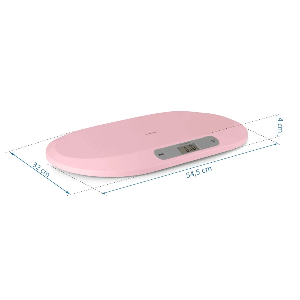 Berdsen Cantar electronic pentru bebelusi Roz cu unitati de masura multipleecran LCDcapacitate maxima 20kgforma ergonomicfunctie Hold indicator baterie descarcata