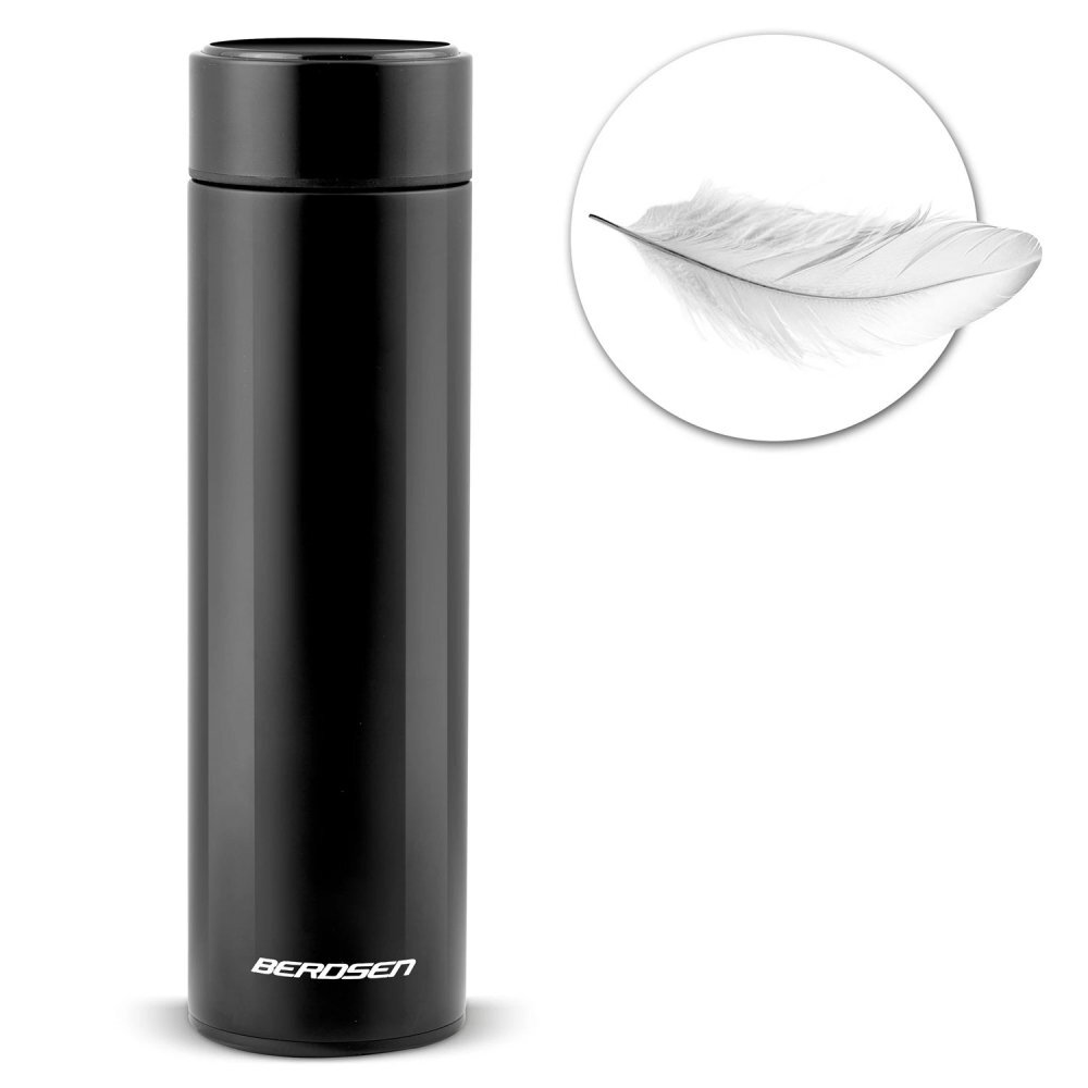 Berdsen Termos cu vid Black 420 ml cu afisaj LCD a temperaturii Tehnologie TermoLite Interior din otel inoxidabil Baza antiderapanta Capac rezistent la scurgeri Aspect modern Pastrare cald 12 ore si rece 24 ore