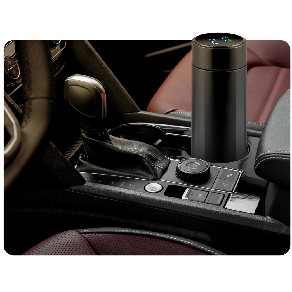 Berdsen Termos cu vid Black 420 ml cu afisaj LCD a temperaturii Tehnologie TermoLite Interior din otel inoxidabil Baza antiderapanta Capac rezistent la scurgeri Aspect modern Pastrare cald 12 ore si rece 24 ore