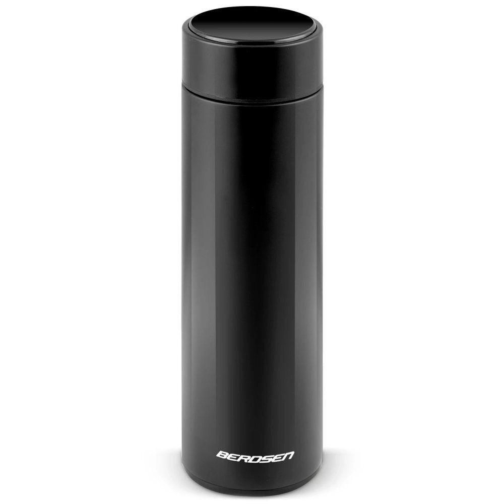 Berdsen Termos cu vid Black 420 ml cu afisaj LCD a temperaturii Tehnologie TermoLite Interior din otel inoxidabil Baza antiderapanta Capac rezistent la scurgeri Aspect modern Pastrare cald 12 ore si rece 24 ore