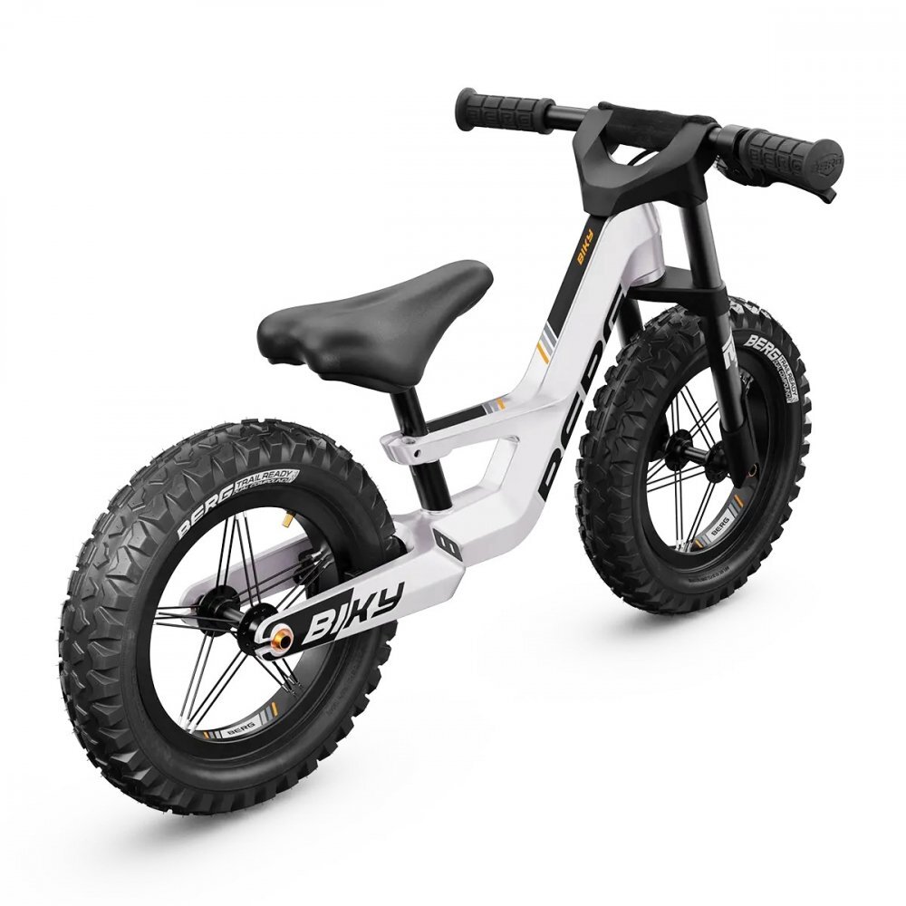 BERG TOYS Bicicleta copii fara pedale Berg Biky Cross White 12 inch cu frana de mana anvelope pneumatice scaun reglabil pe inaltime varsta 25-5 ani inaltime utilizator 90-120 cm greutate maxima utilizator 30 kg