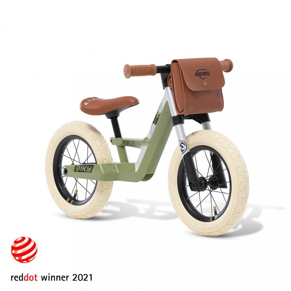 BERG TOYS Bicicleta copii fara pedale Berg Biky Retro Green 12 inch anvelope pneumatice scaun reglabil pe inaltime 32-45 cm inaltime utilizator 90-120 cm greutate maxima utilizator 30 kg varsta 25-5 ani