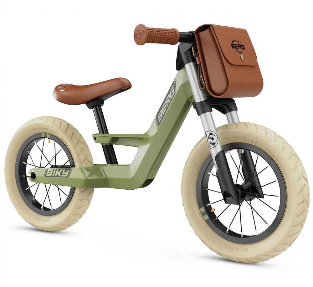 BERG TOYS Bicicleta copii fara pedale Berg Biky Retro Green 12 inch anvelope pneumatice scaun reglabil pe inaltime 32-45 cm inaltime utilizator 90-120 cm greutate maxima utilizator 30 kg varsta 25-5 ani