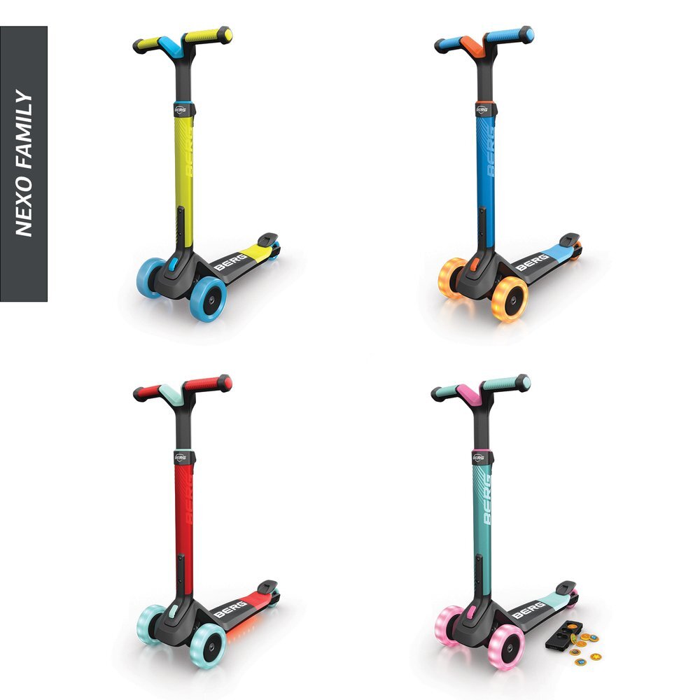 BERG TOYS Trotineta pliabila cu lumini Berg Nexo albastru ghidon reglabil greutate admisa 50 kg