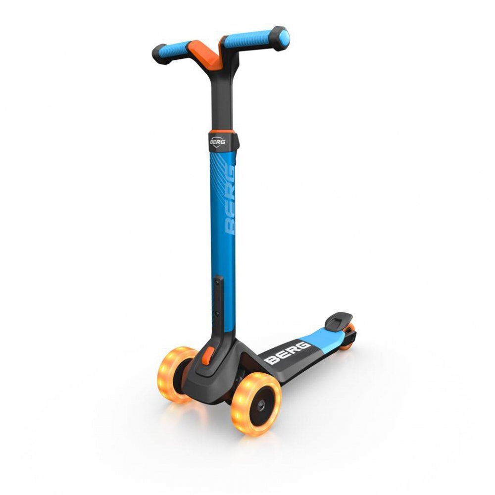 BERG TOYS Trotineta pliabila cu lumini Berg Nexo albastru ghidon reglabil greutate admisa 50 kg