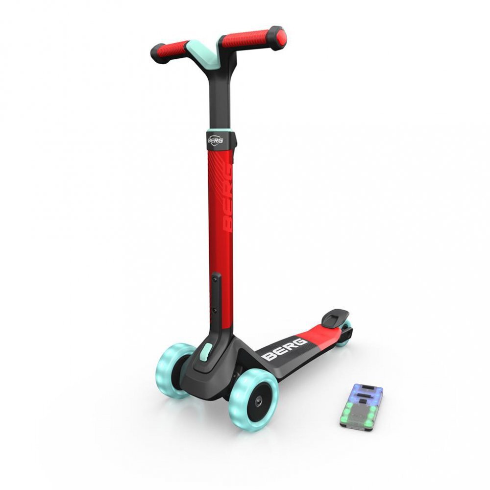 BERG TOYS Trotineta pliabila cu lumini LED Berg Nexo rosie ghidon reglabil greutate admisa 50 kg