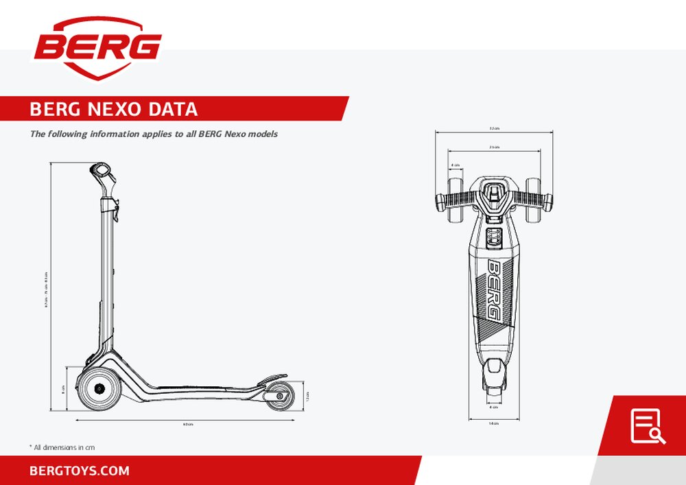BERG TOYS Trotineta pliabila cu lumini LED Berg Nexo rosie ghidon reglabil greutate admisa 50 kg