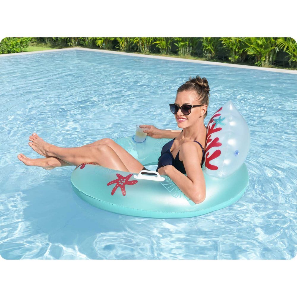 BESTWAY Colac gonflabil cu spatar Coral Bliss 113 x 107 cmgreutate admisa maxim 100 kg