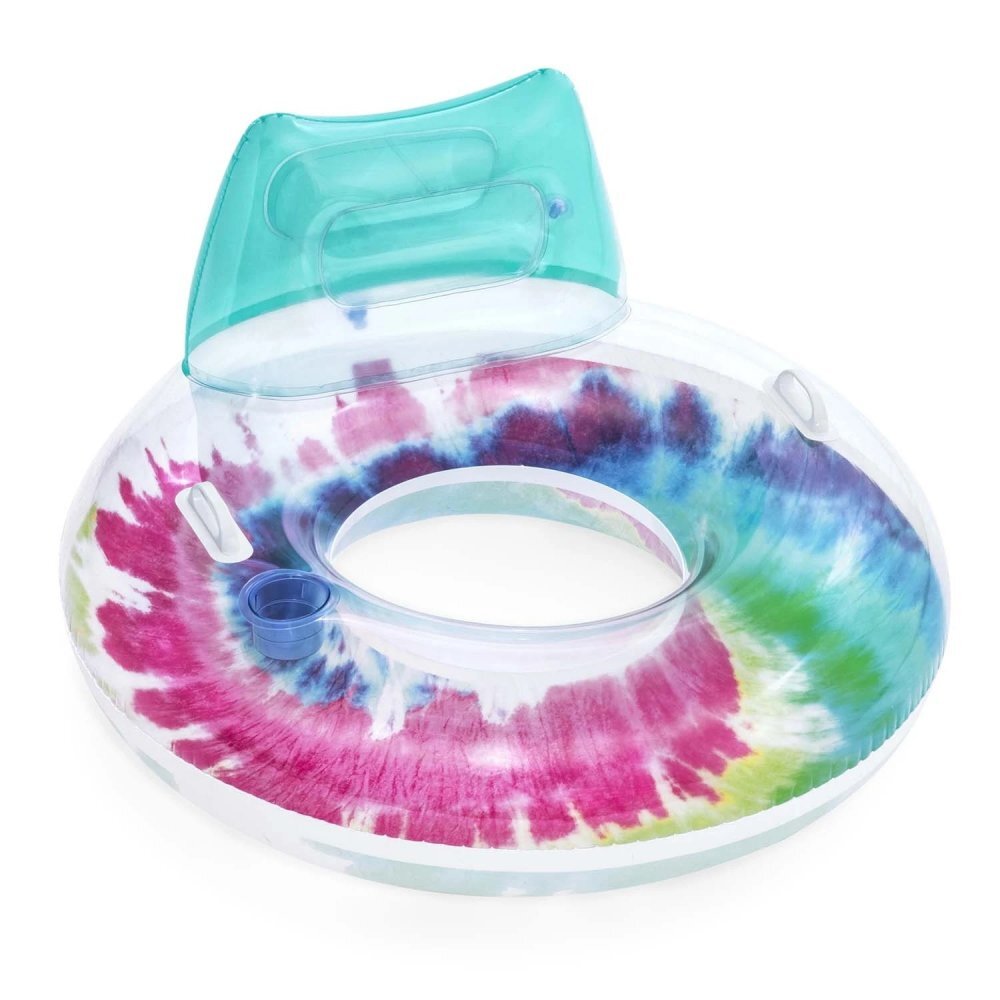 BESTWAY Colac gonflabil Rainbow Splash cu Manere Suport pahar Tetiera Diametru 117 cm Sarcina maxima 90kg