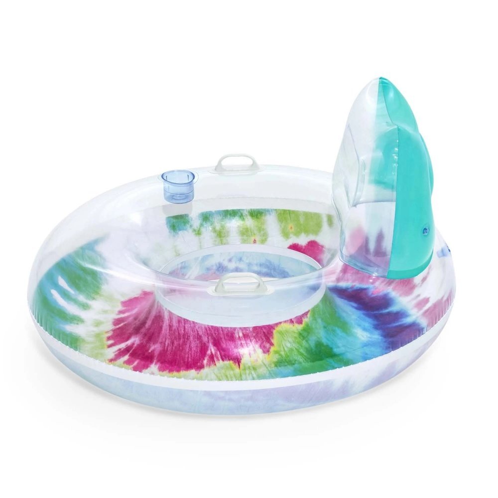 BESTWAY Colac gonflabil Rainbow Splash cu Manere Suport pahar Tetiera Diametru 117 cm Sarcina maxima 90kg