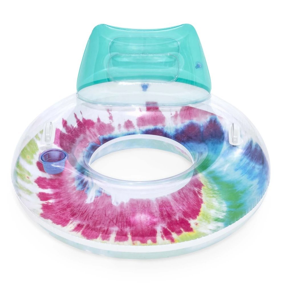 BESTWAY Colac gonflabil Rainbow Splash cu Manere Suport pahar Tetiera Diametru 117 cm Sarcina maxima 90kg