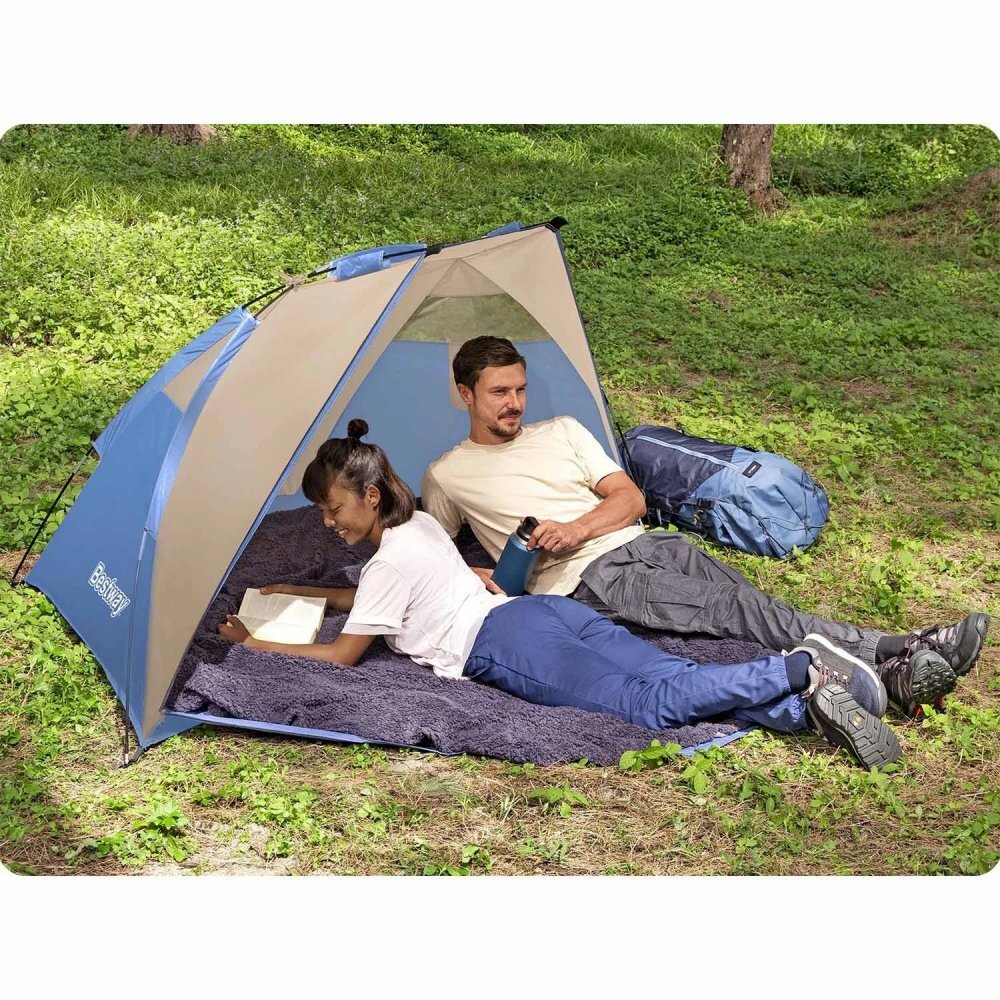 BESTWAY Cort de plaja Ramble X2 100x200x100cm Model pliabil Material poliester rezistent Buzunar pentru accesorii Geanta transport inclusa