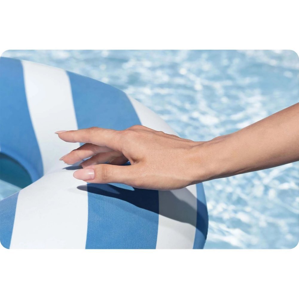 BESTWAY Fotoliu gonflabil pentru inot Comfort Plush AlbastruAlb cu sezut din plasa cu uscare rapida Material PVC rezistent cu suprafata din catifea Greutate admisa 100kg